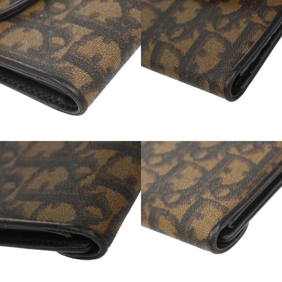 CHRISTIAN DIOR Logo Trotter Trifold Compact Wallet PVC Leather Brown 38KA929 - Picture 10 of 12